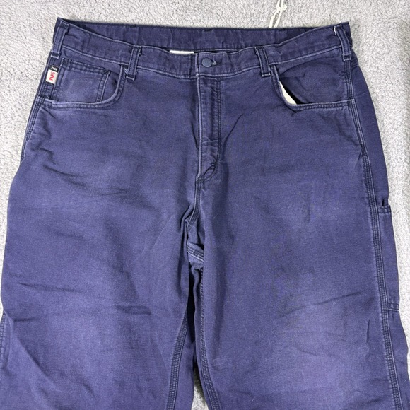 Lot of 2 Carhartt FR 38X30 Navy Blue Cotton Nylon Flame Resistant Work Pants - Picture 2 of 9